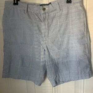 Chaps Blue & White Striped Seersucker Men's Shorts Size 36 100% Cotton
